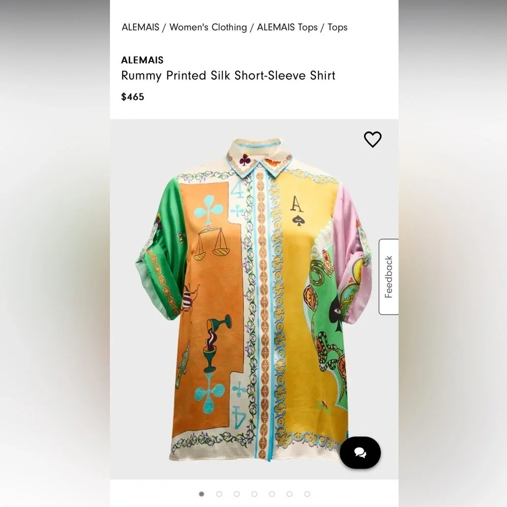ALEMAIS neimann Marcus Rummy Printed Silk Short-Sleeve Shirt $465 retail